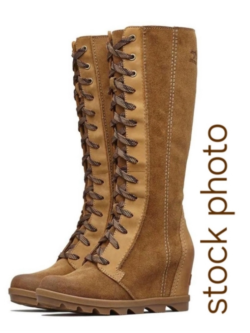 Sorel Tan Suede Lace-Up Wedge Boots